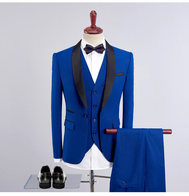 Business Slim Suit Royal Tuxedo - Mens 3 Pcs Set (Jacket+Vest+Pants)