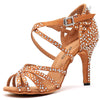 Bronze Shining Rhinestones Latin Dance Shoes