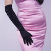 Elegant Satin Black Full Finger Dress Gloves