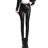 High Waist Stretch-Fit Faux Leather Shaper - Elastic Trousers