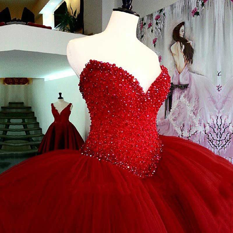 Red Beaded Crystal Ball Gown Dress - in 4 clolors Quick Costume Change Products Shop Red Beaded Crystal Ball Gown Dress - in 4 clolors Quick Costume Change Products Shop