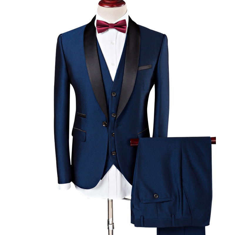 Business Slim Suit Royal Tuxedo - Mens 3 Pcs Set (Jacket+Vest+Pants)